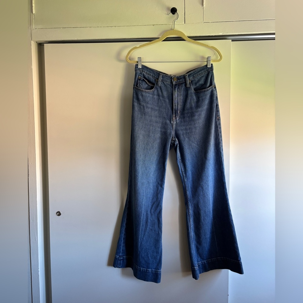 Frame Denim Blue Flare Wide Leg Jeans